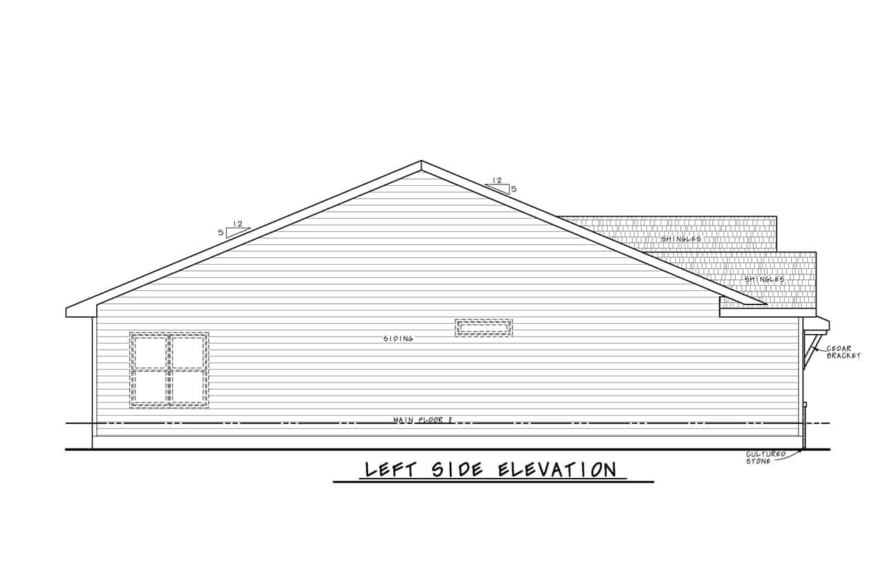 Home Plan Left Elevation of this 2-Bedroom,1390 Sq Ft Plan -120-2712