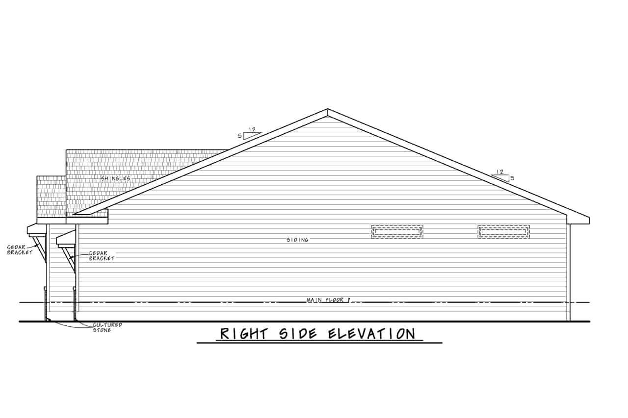 Home Plan Right Elevation of this 2-Bedroom,1390 Sq Ft Plan -120-2712