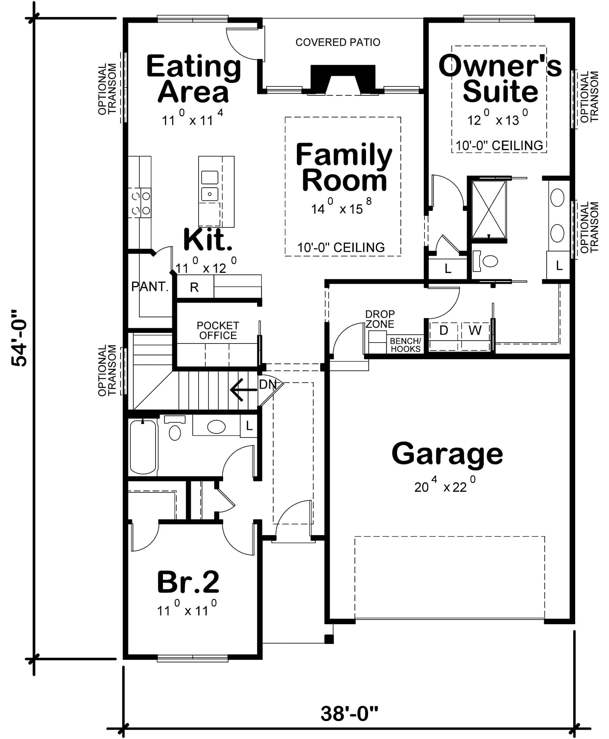 Main Level of Cottage Plan #120-2712