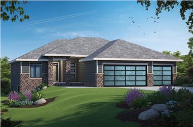 3-Bedroom, 1861 Sq Ft Contemporary House Plan - 120-2714 - Front Exterior