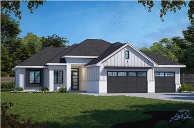 3-Bedroom, 1979 Sq Ft Transitional House Plan - 120-2722 - Front Exterior
