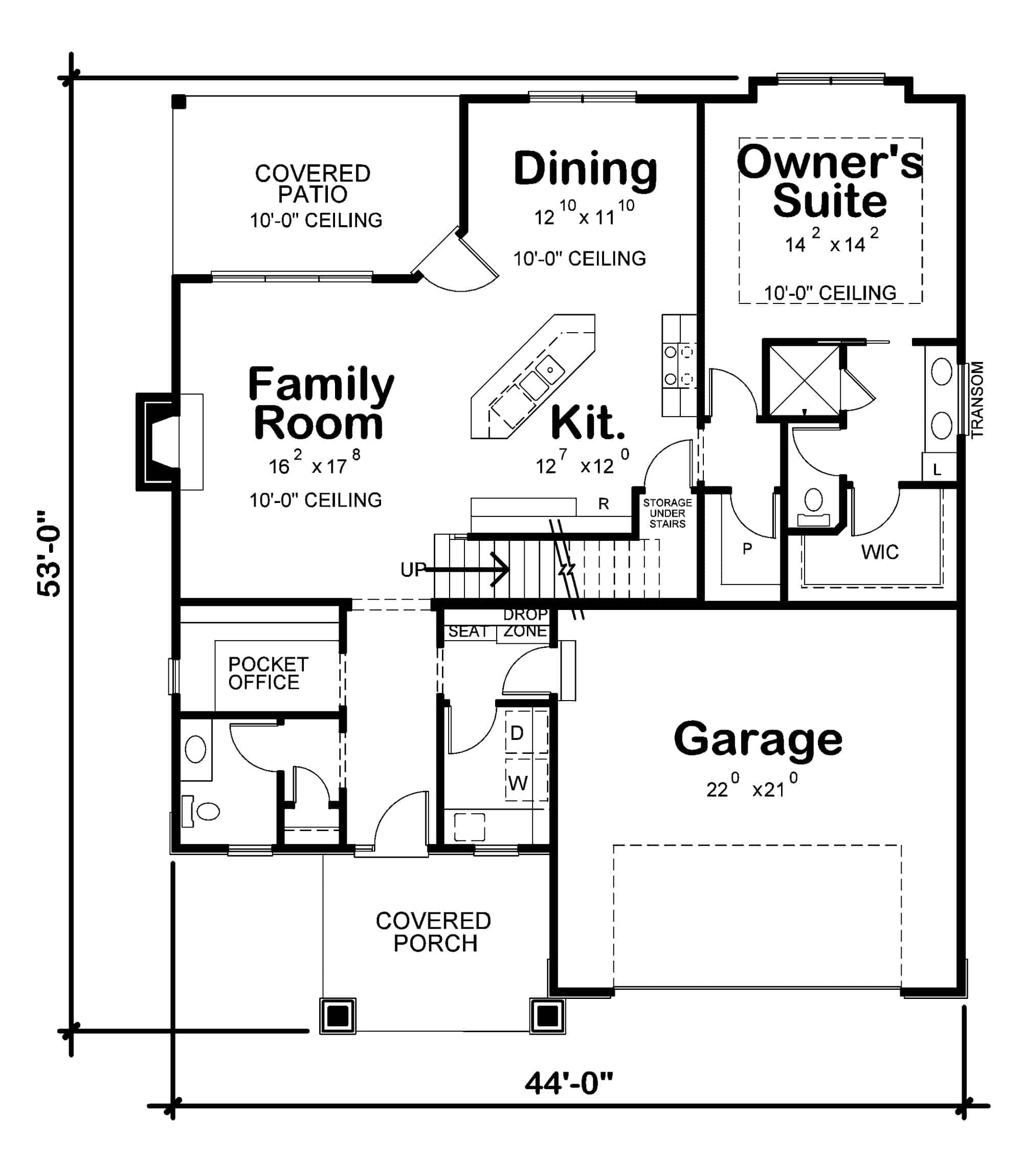 Main Level of Craftsman Plan #120-2724