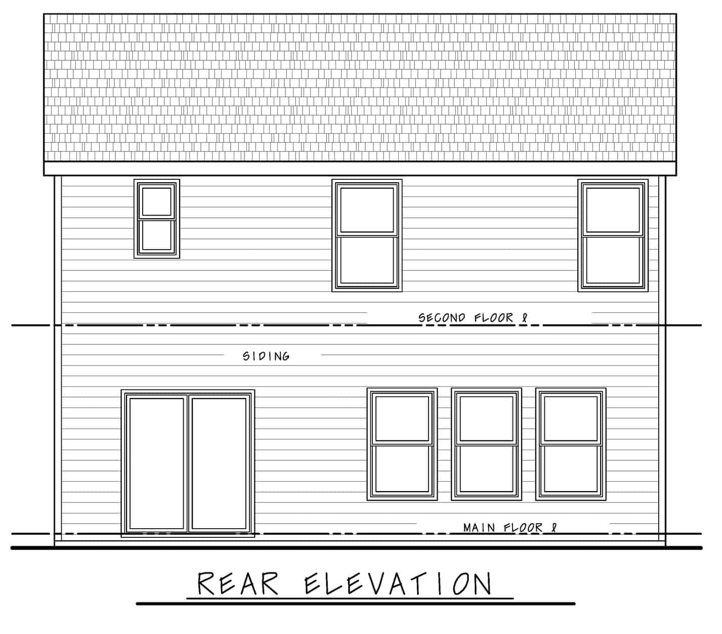 Home Plan Rear Elevation of this 3-Bedroom,1822 Sq Ft Plan -120-2725