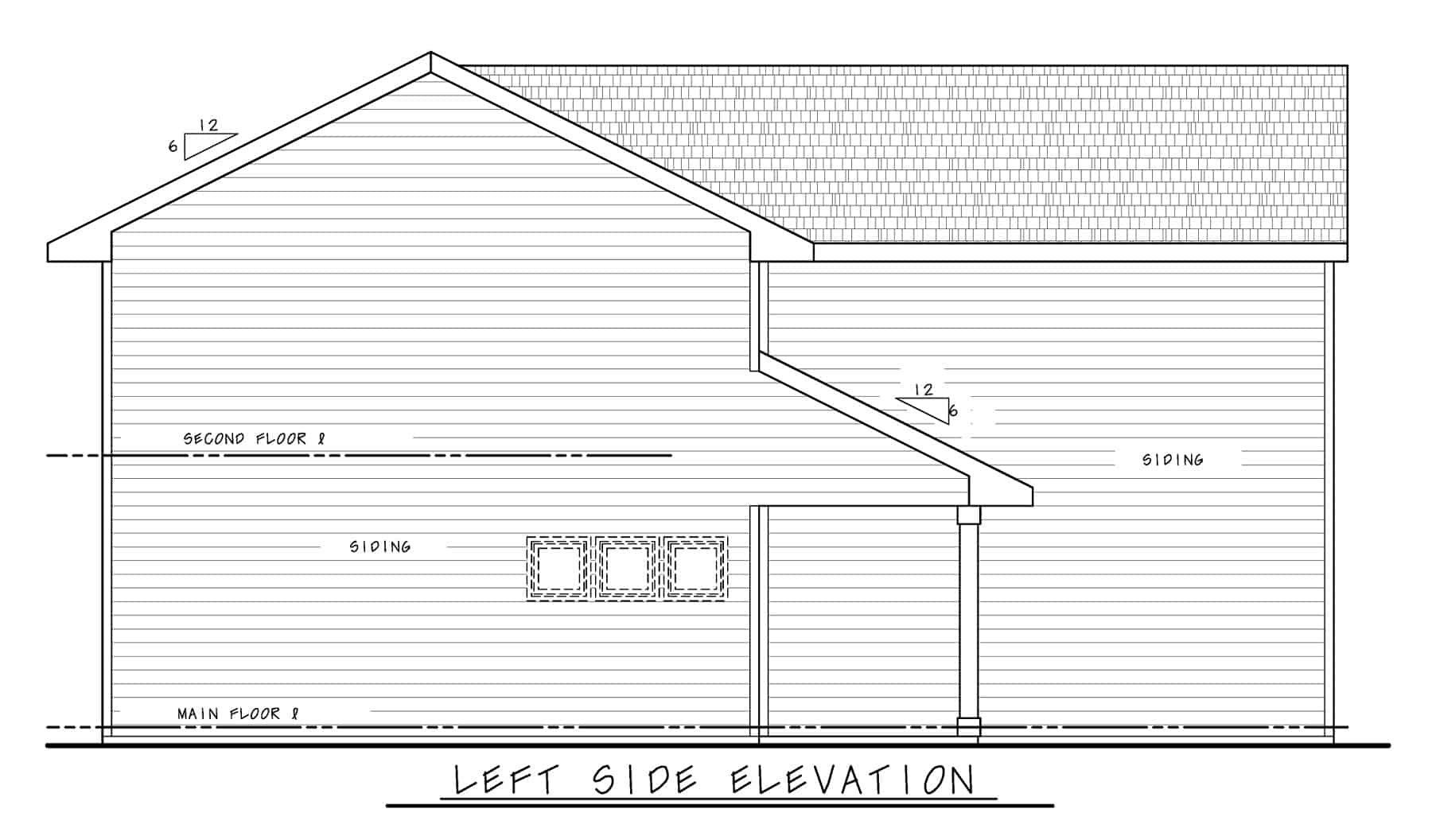 Home Plan Left Elevation of this 3-Bedroom,1822 Sq Ft Plan -120-2725