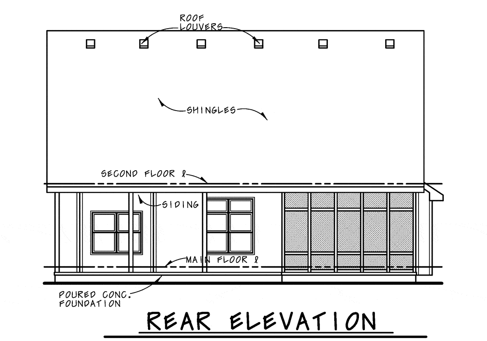 Home Plan Rear Elevation of this 3-Bedroom,1878 Sq Ft Plan -120-2730
