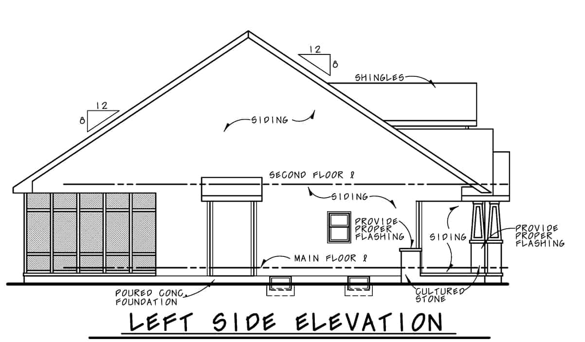 Home Plan Left Elevation of this 3-Bedroom,1878 Sq Ft Plan -120-2730