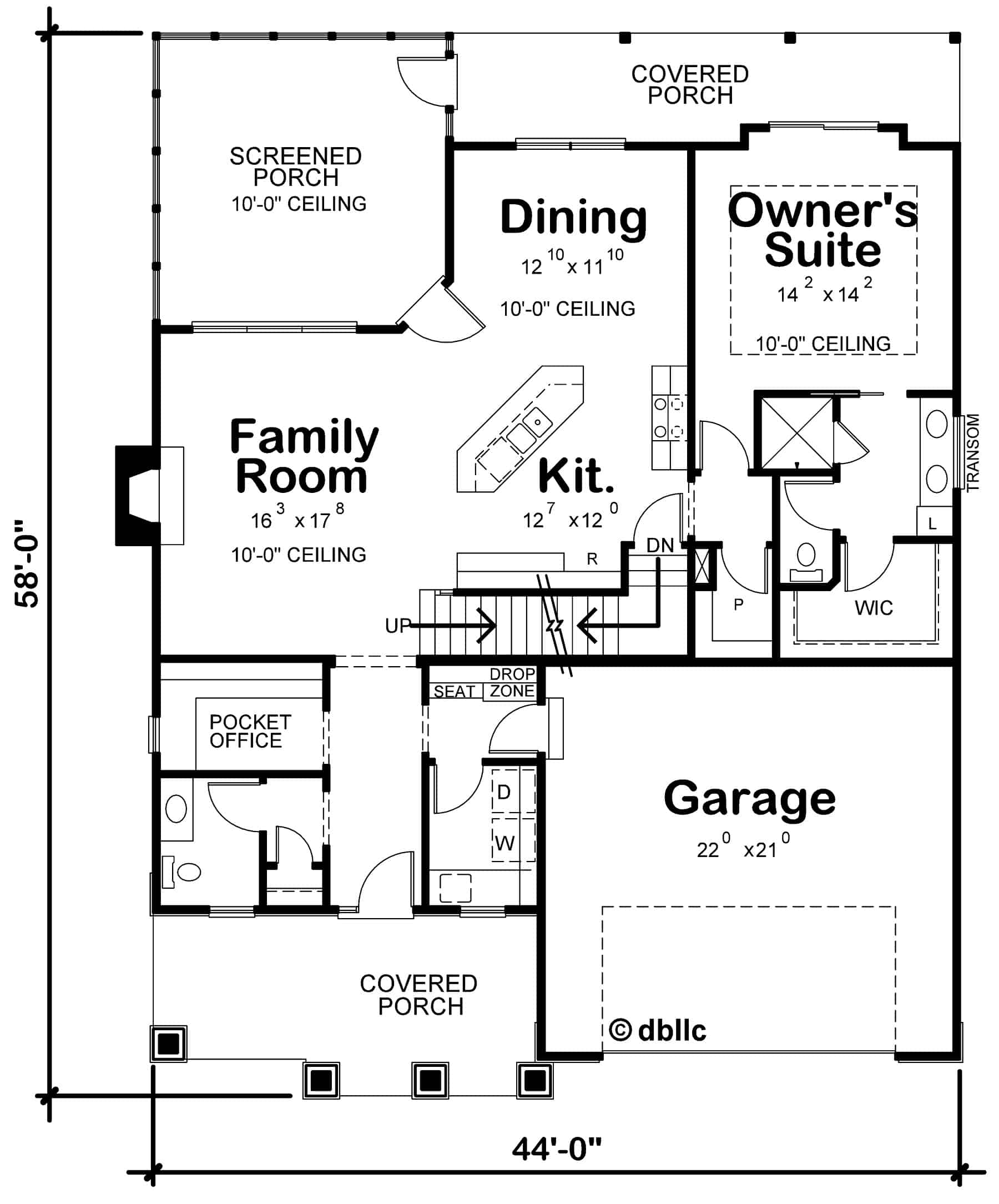 Main Level of Craftsman Plan #120-2730