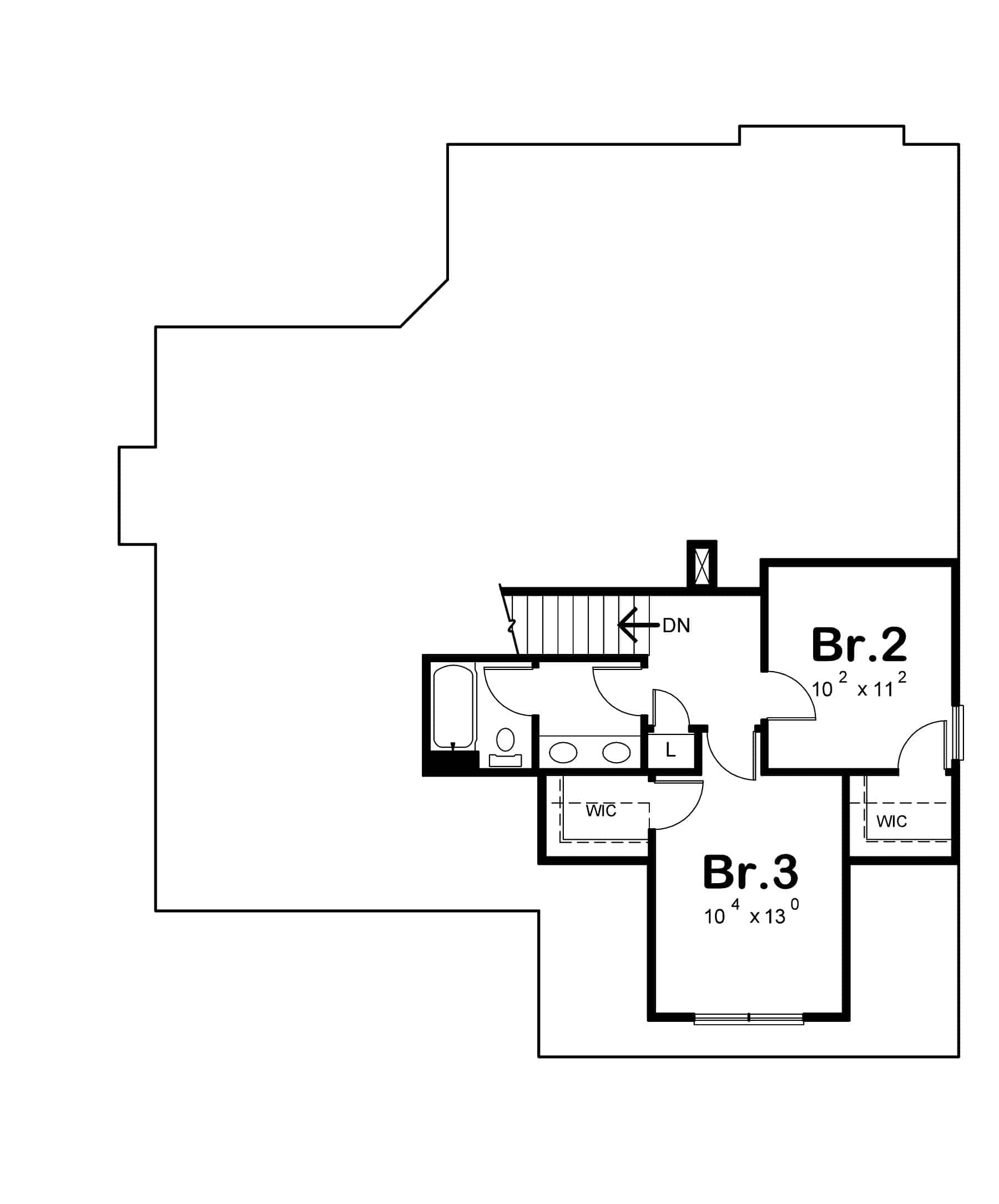 Upper Level of Craftsman Plan #120-2730