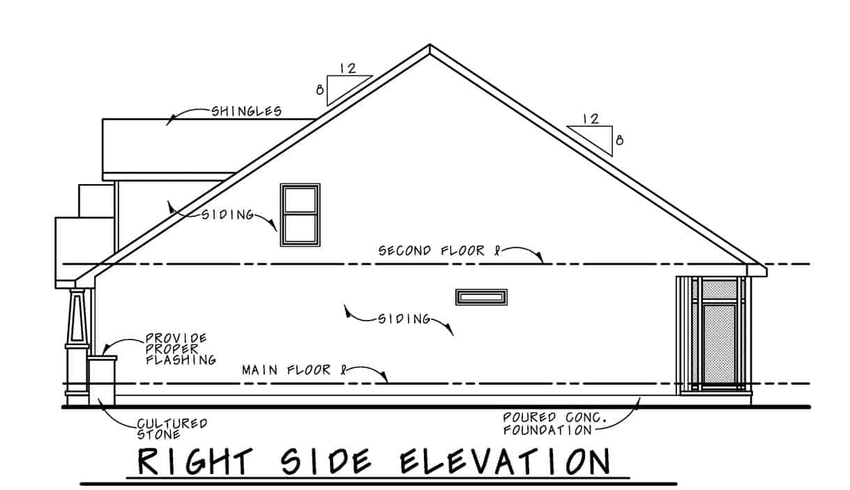 Home Plan Right Elevation of this 3-Bedroom,1878 Sq Ft Plan -120-2730