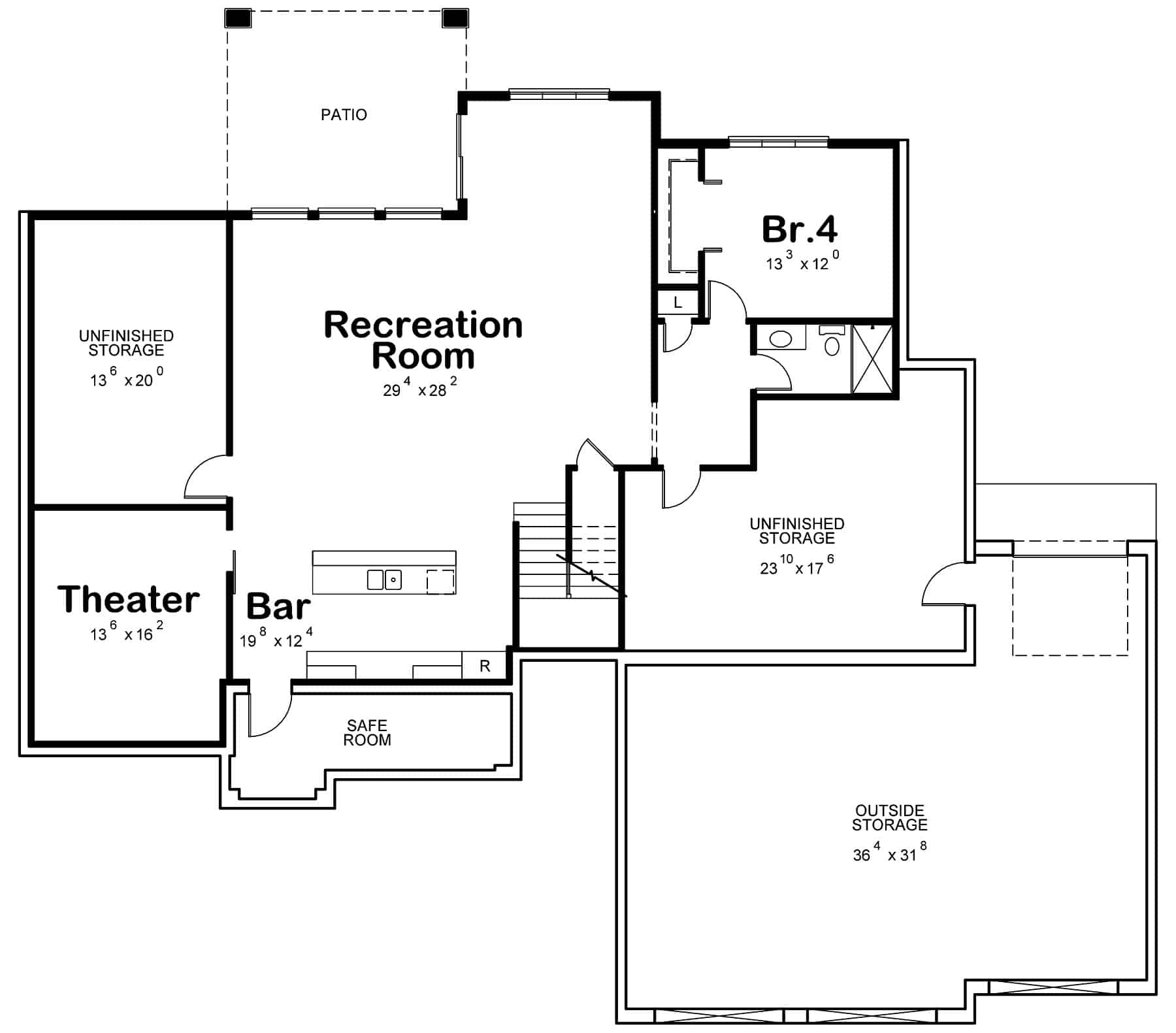 Basement of Craftsman Plan #120-2734