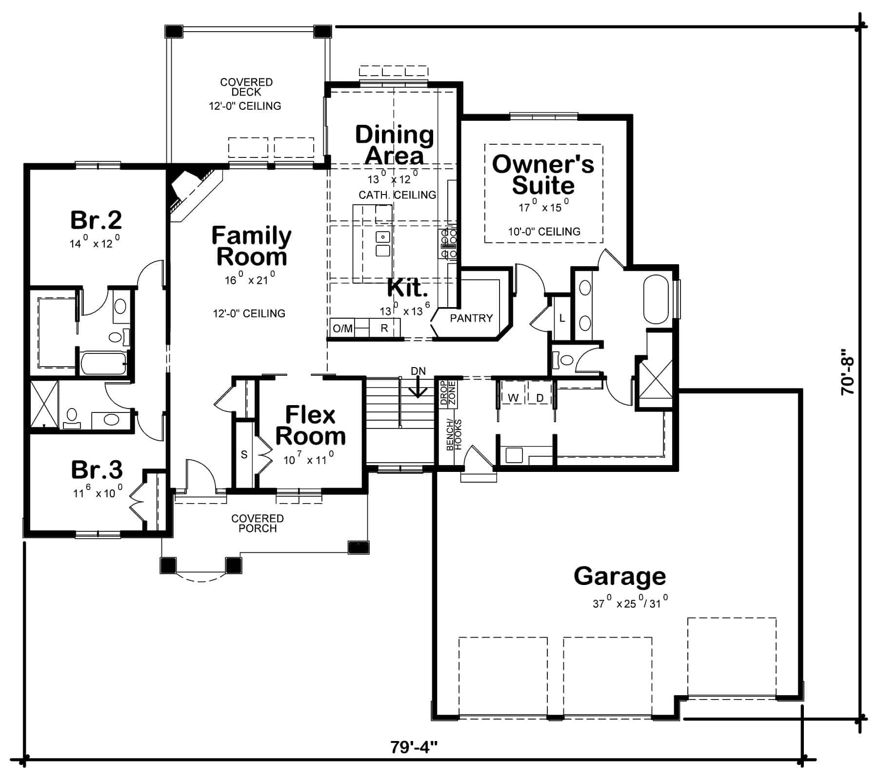 Main Level of Craftsman Plan #120-2734