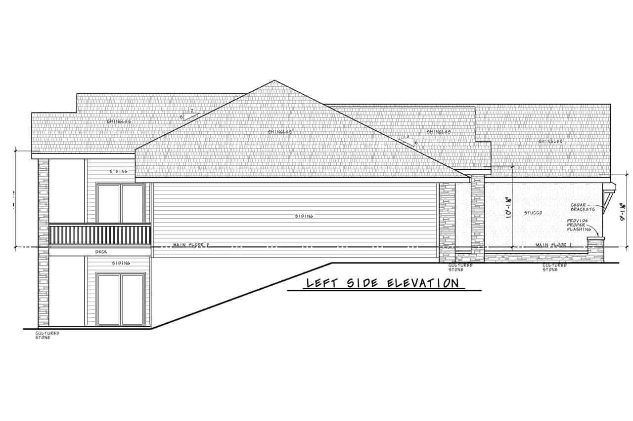 Home Plan Left Elevation of this 4-Bedroom,3929 Sq Ft Plan -120-2734