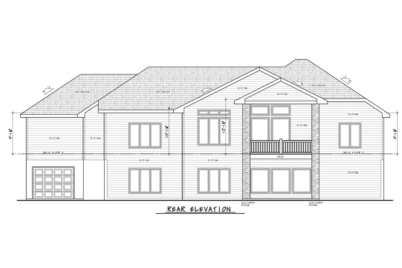 Home Plan Rear Elevation of this 4-Bedroom,3929 Sq Ft Plan -120-2734