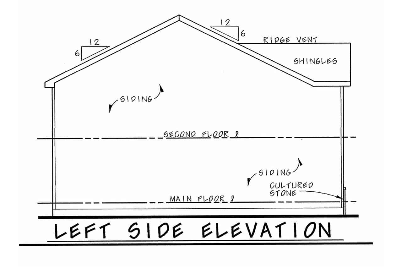 Home Plan Left Elevation of this 2-Bedroom,1536 Sq Ft Plan -120-2739