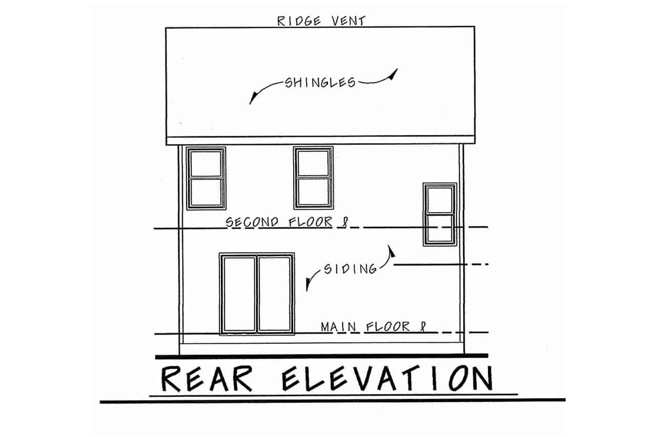 Home Plan Rear Elevation of this 2-Bedroom,1536 Sq Ft Plan -120-2739