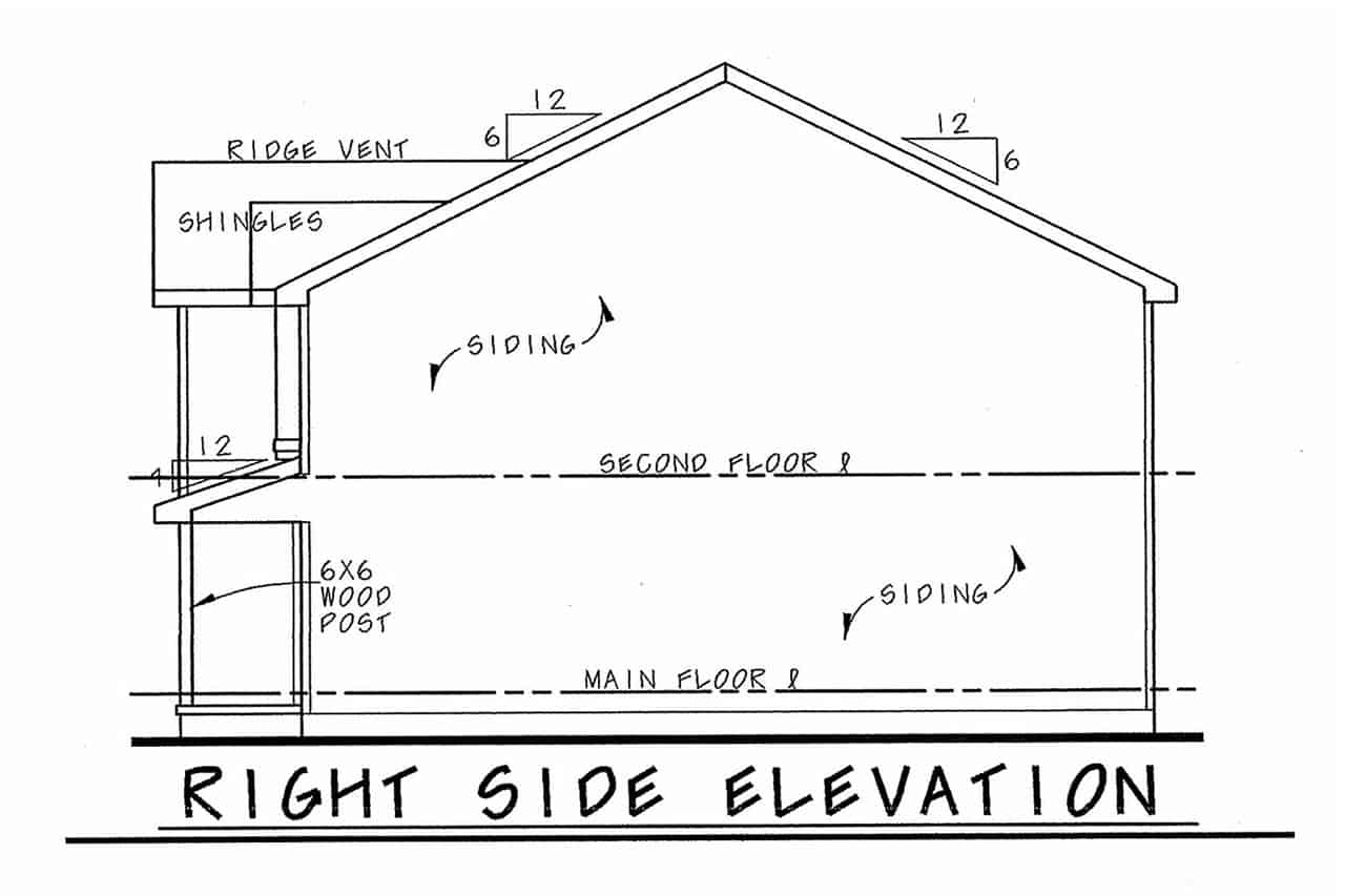 Home Plan Right Elevation of this 2-Bedroom,1536 Sq Ft Plan -120-2739