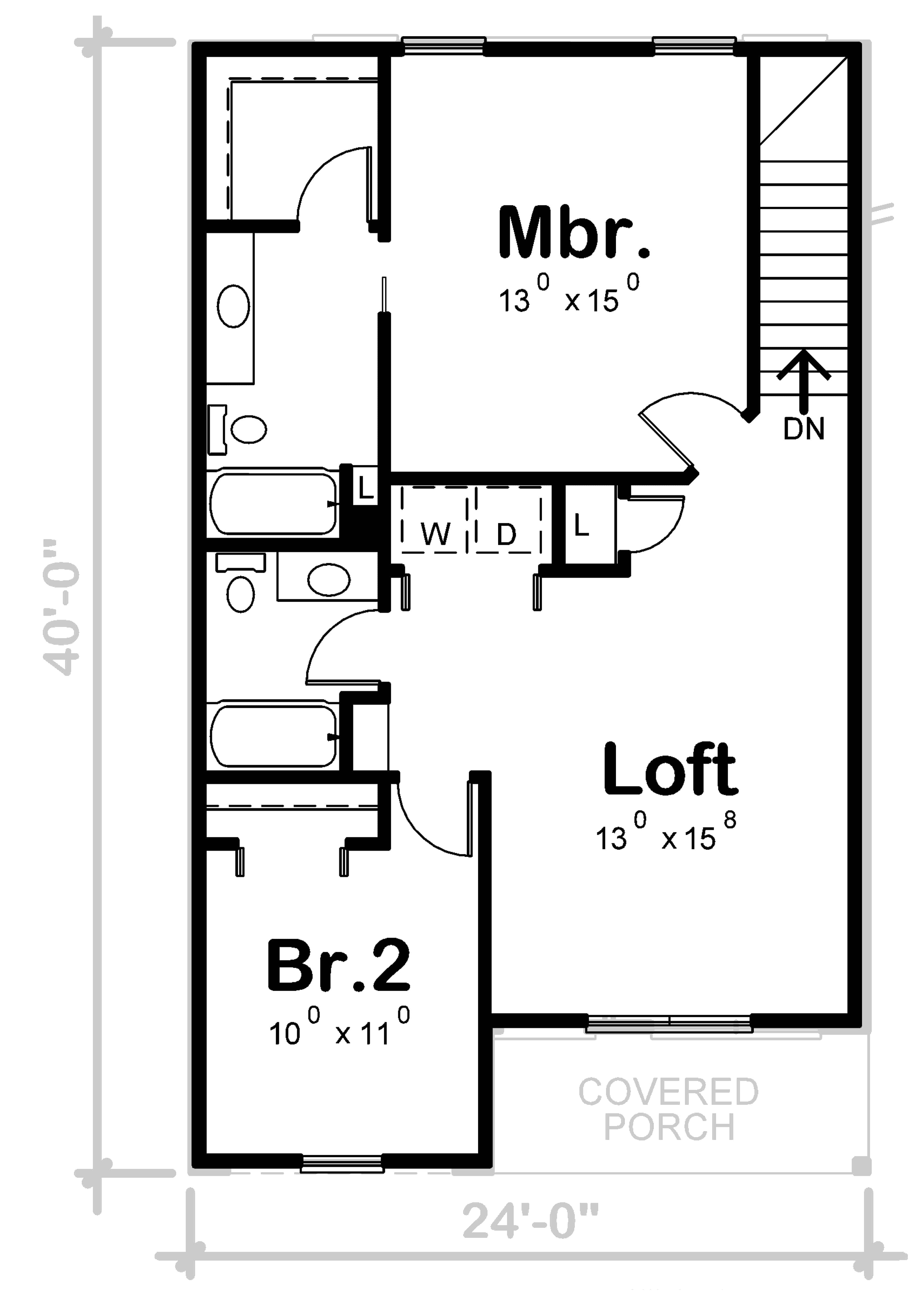 Upper Level of Traditional Plan #120-2739