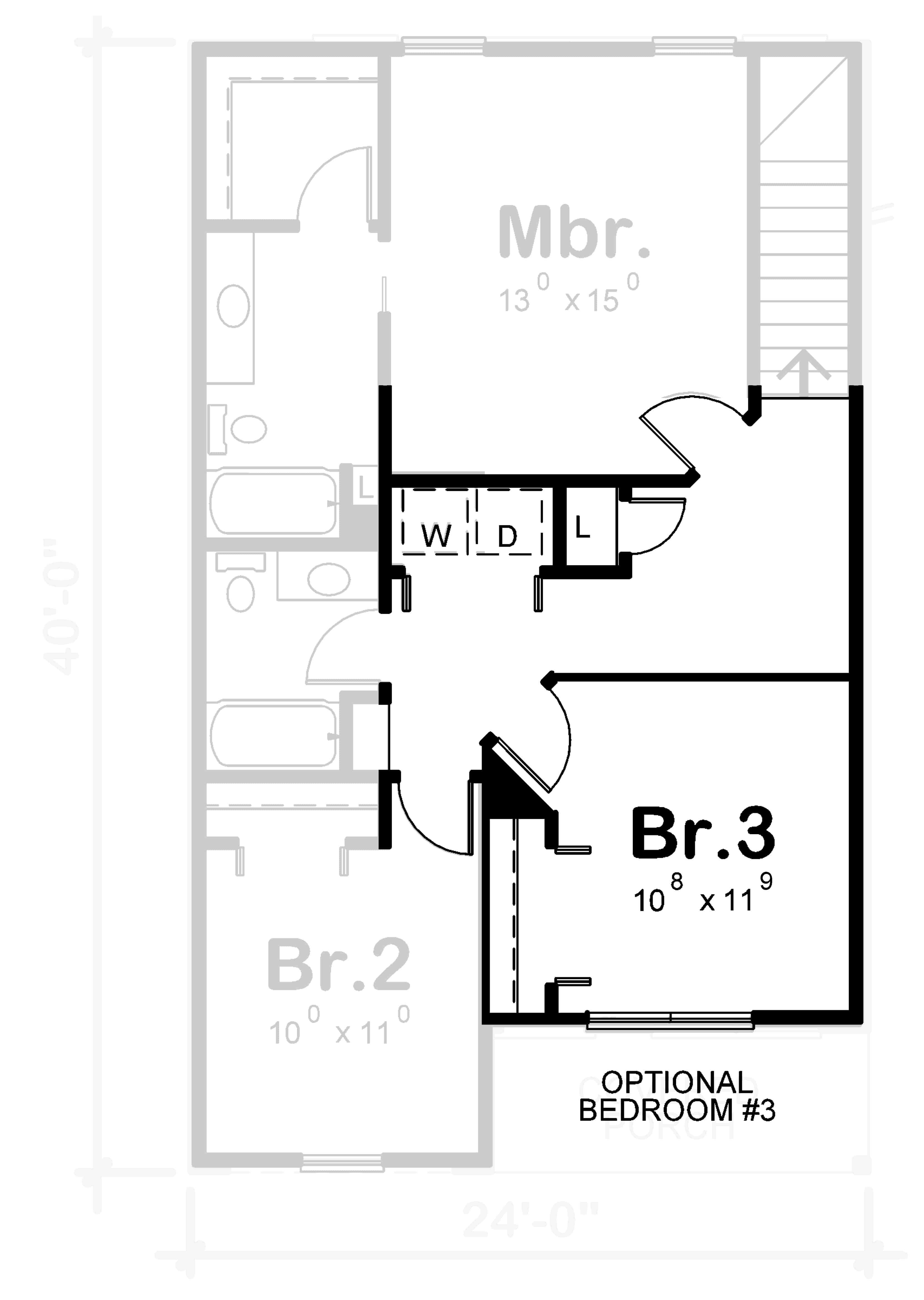 Upper Level of Traditional Plan #120-2739