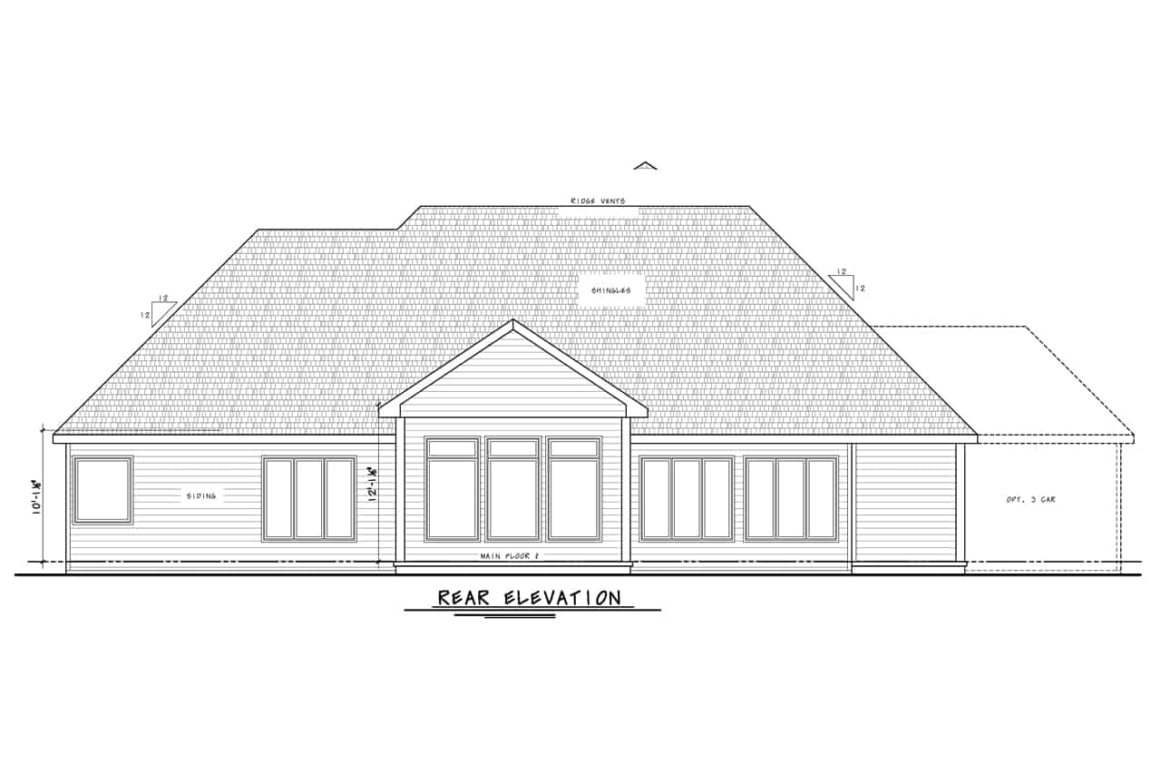 Home Plan Rear Elevation of this 3-Bedroom,2449 Sq Ft Plan -120-2740