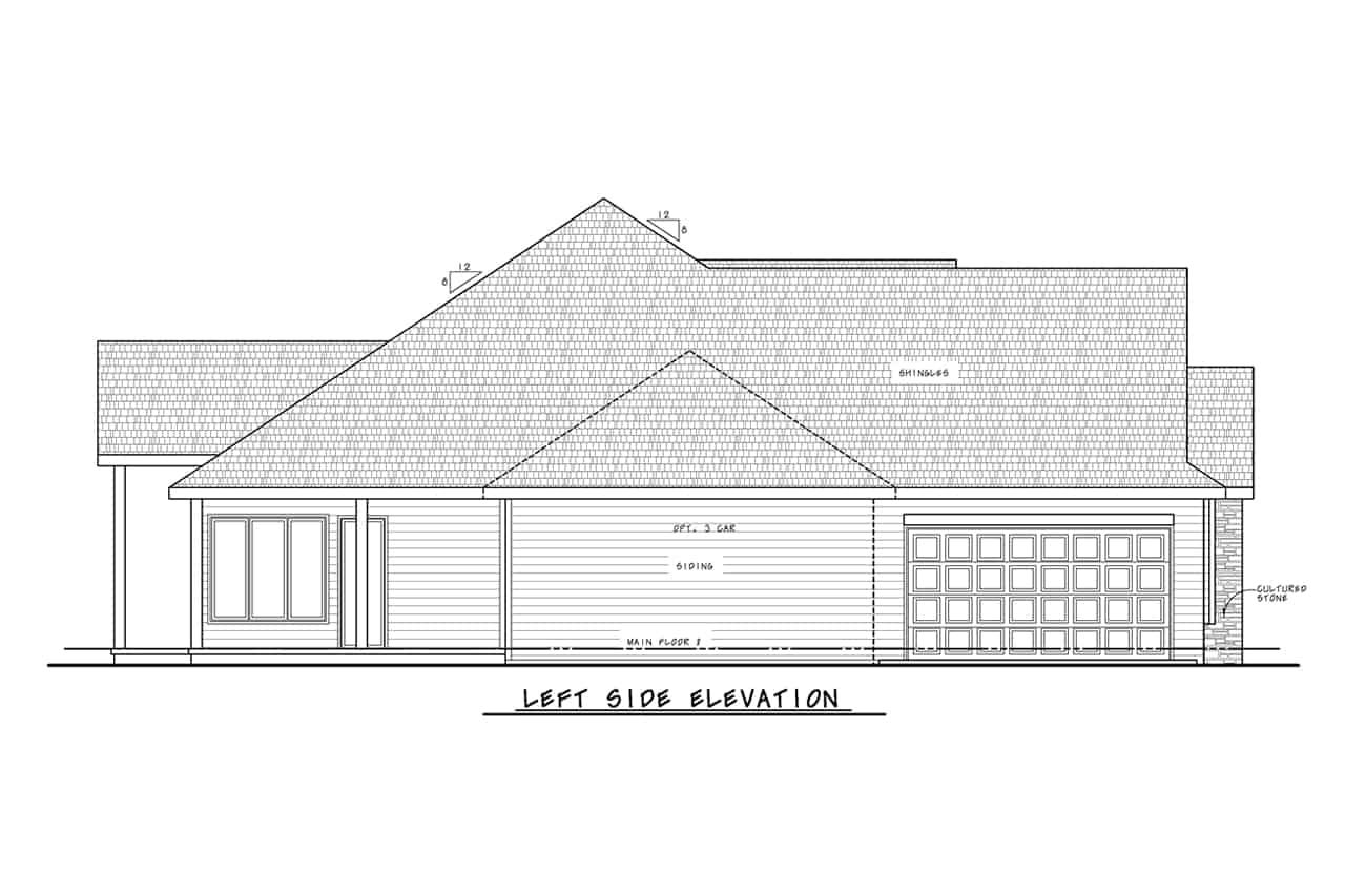 Home Plan Left Elevation of this 3-Bedroom,2449 Sq Ft Plan -120-2740