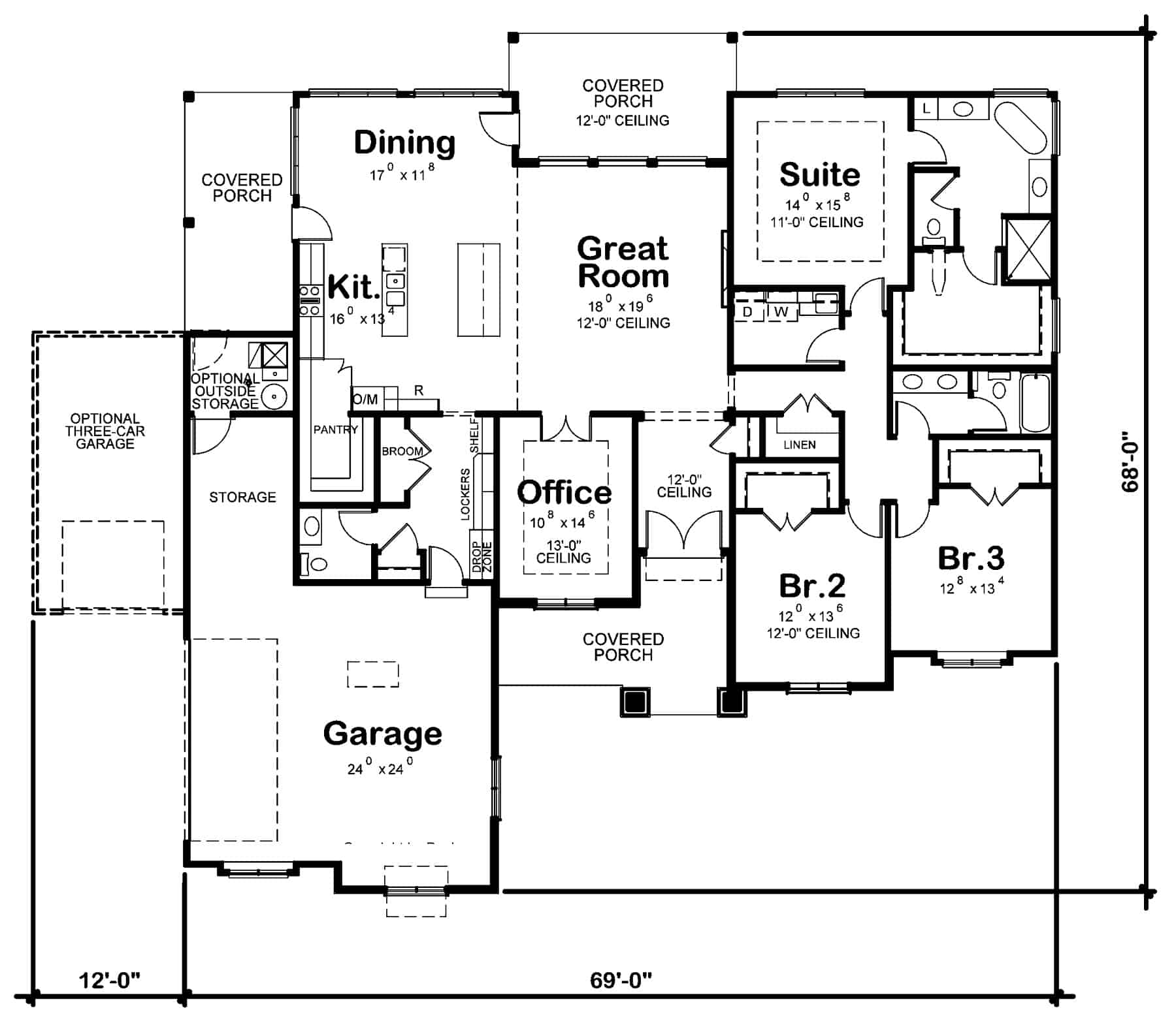 Main Level of Modern Plan #120-2740