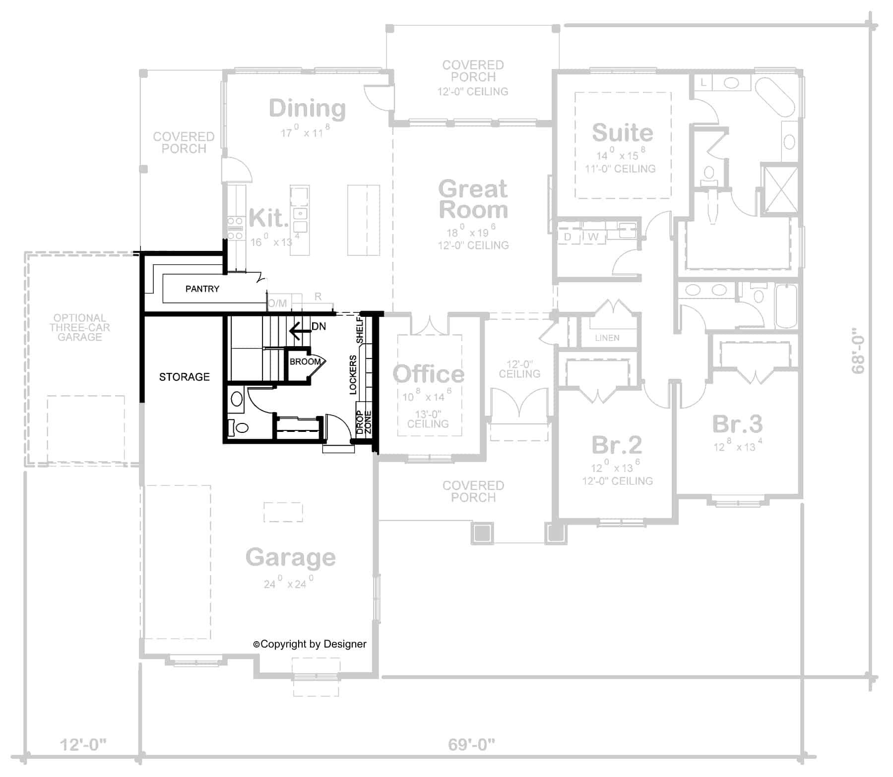 Main Level of Modern Plan #120-2740