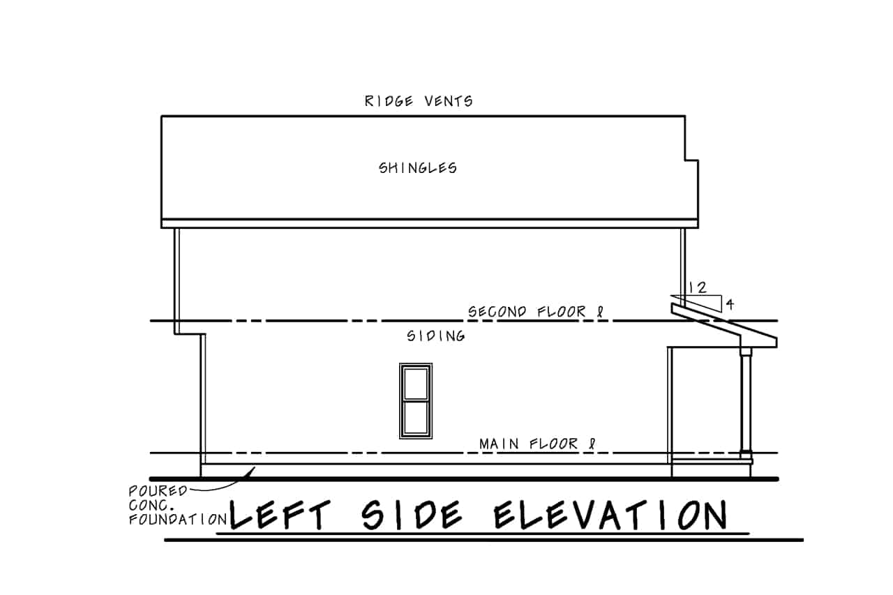 Home Plan Left Elevation of this 3-Bedroom,1611 Sq Ft Plan -120-2746