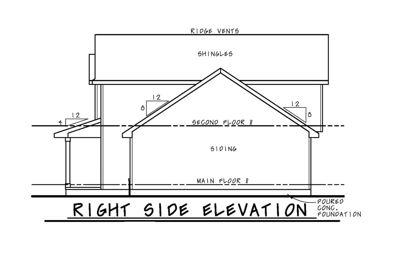 Home Plan Right Elevation of this 3-Bedroom,1611 Sq Ft Plan -120-2746