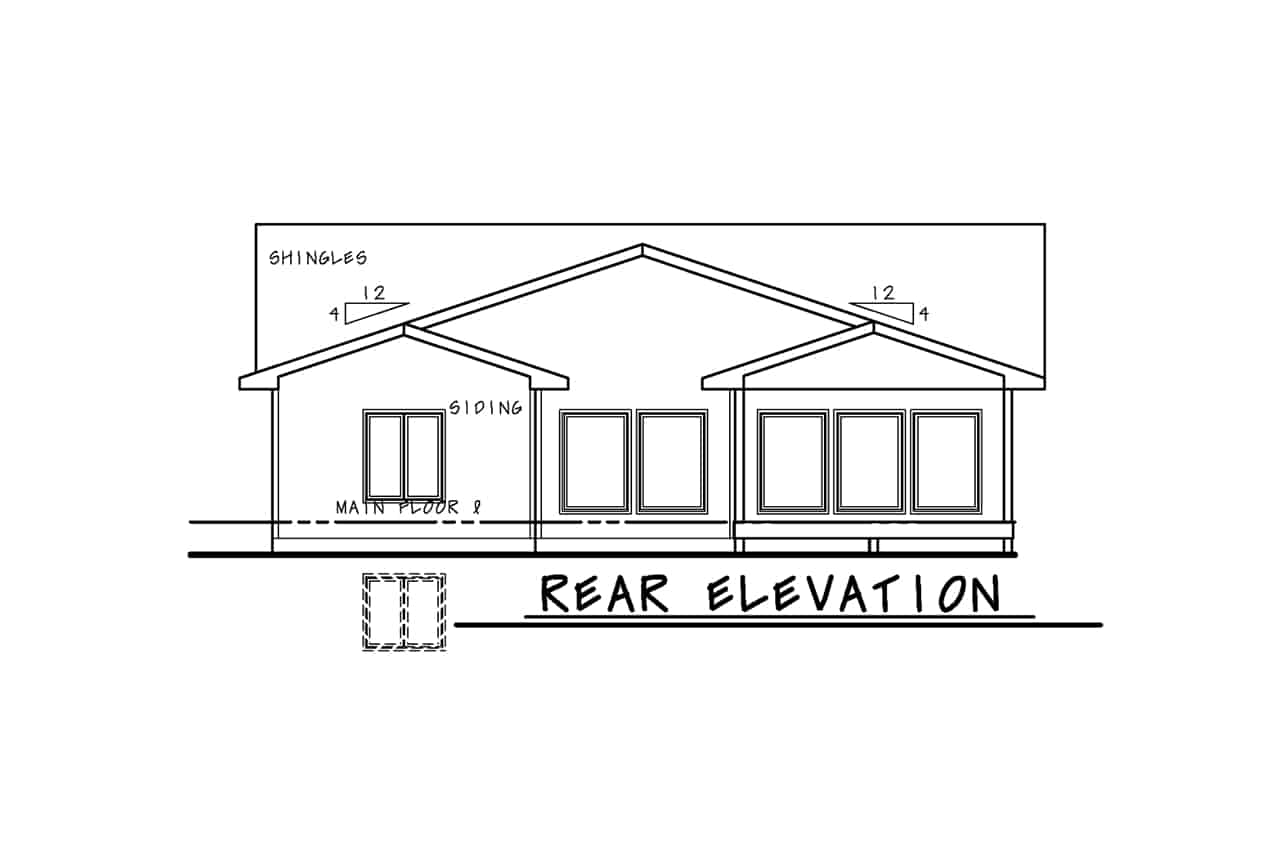 Home Plan Rear Elevation of this 3-Bedroom,1872 Sq Ft Plan -120-2747