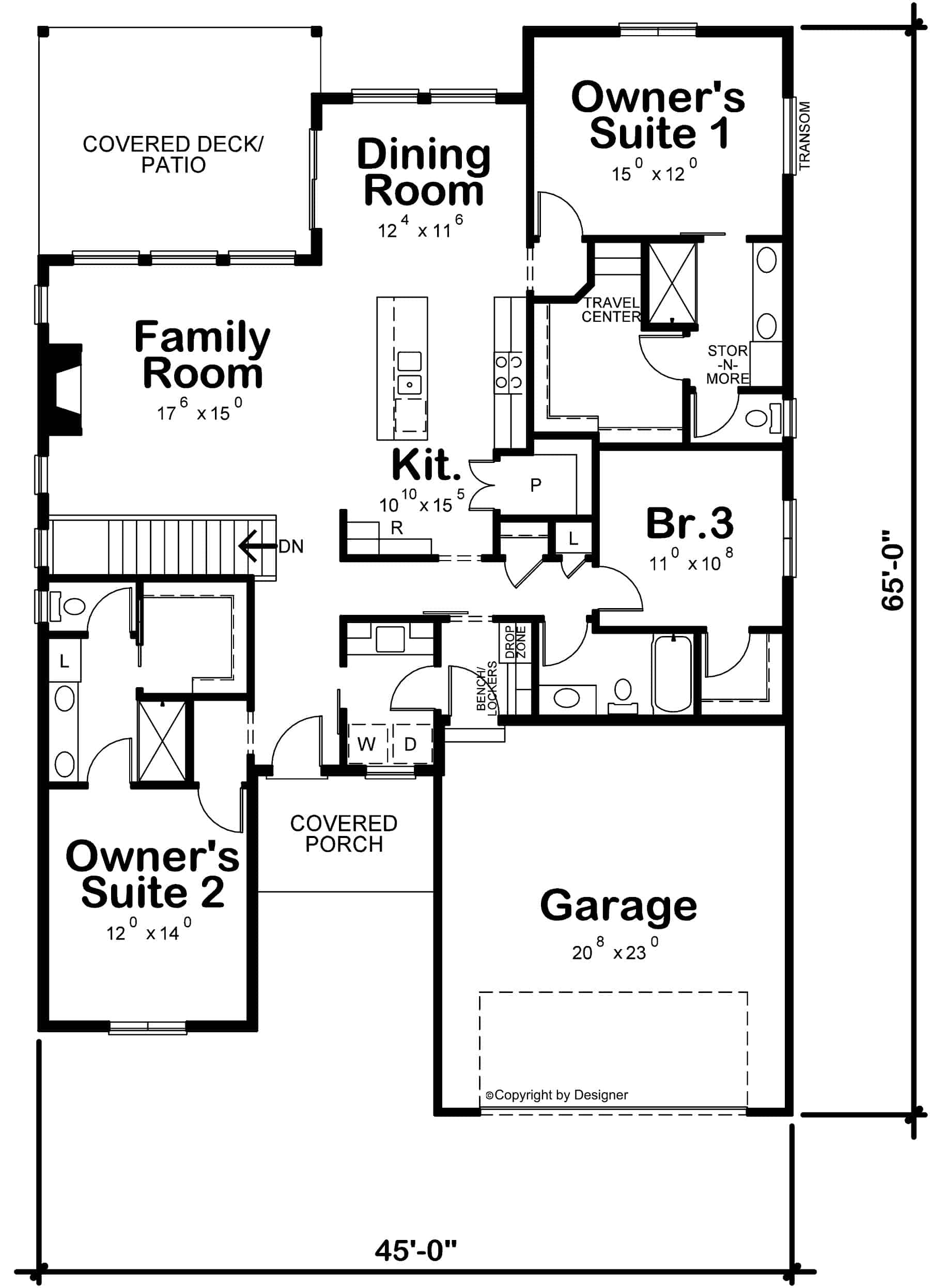 Main Level of Modern Farmhouse Plan #120-2747