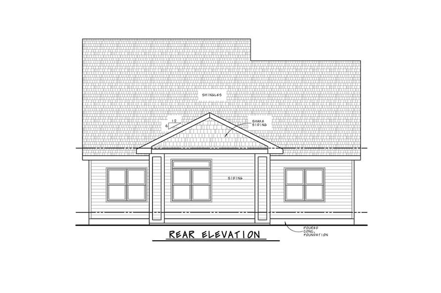 120-2749: Home Plan Rear Elevation