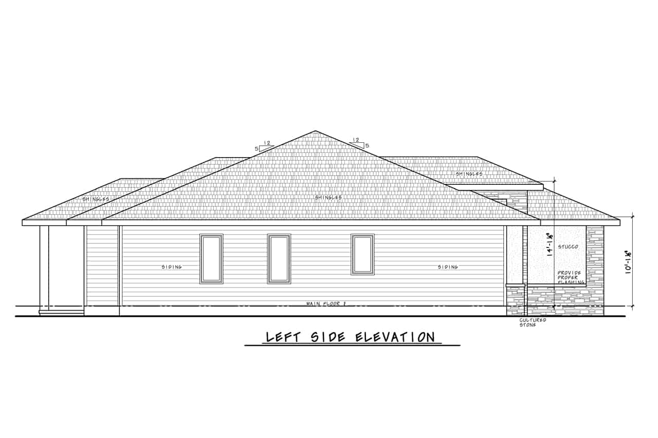 Home Plan Left Elevation of this 3-Bedroom,2176 Sq Ft Plan -120-2757