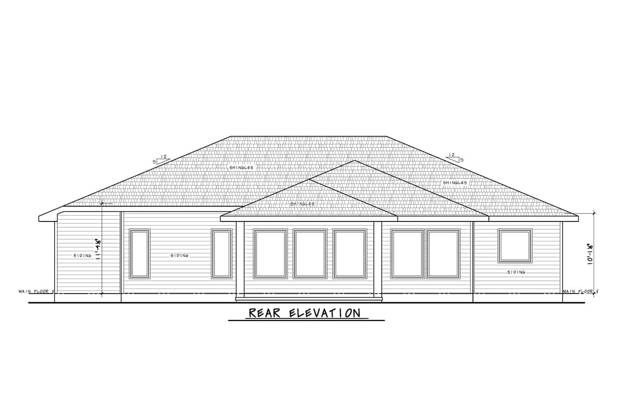 Home Plan Rear Elevation of this 3-Bedroom,2176 Sq Ft Plan -120-2757