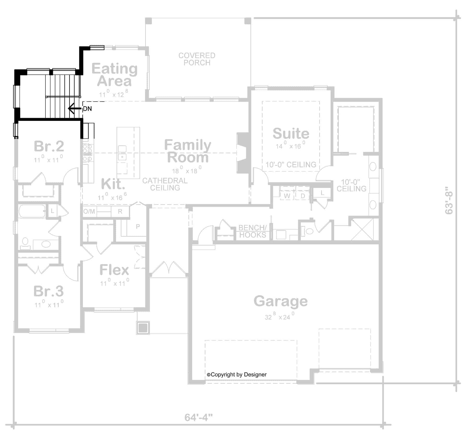 Main Level of Modern Plan #120-2757