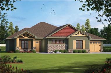 3-Bedroom, 2382 Sq Ft Arts and Crafts Ranch Plan - 120-2765 - Front Exterior