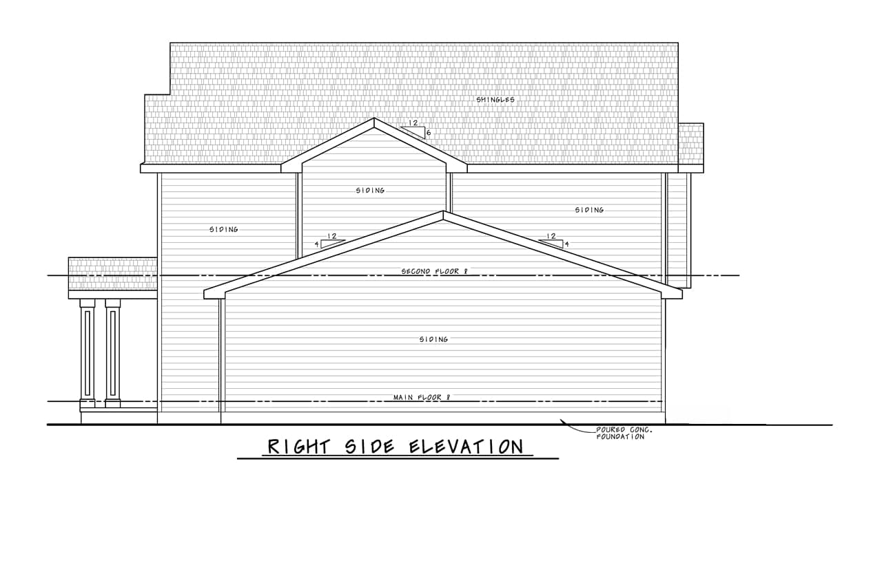 Home Plan Right Elevation of this 4-Bedroom,2945 Sq Ft Plan -120-2766