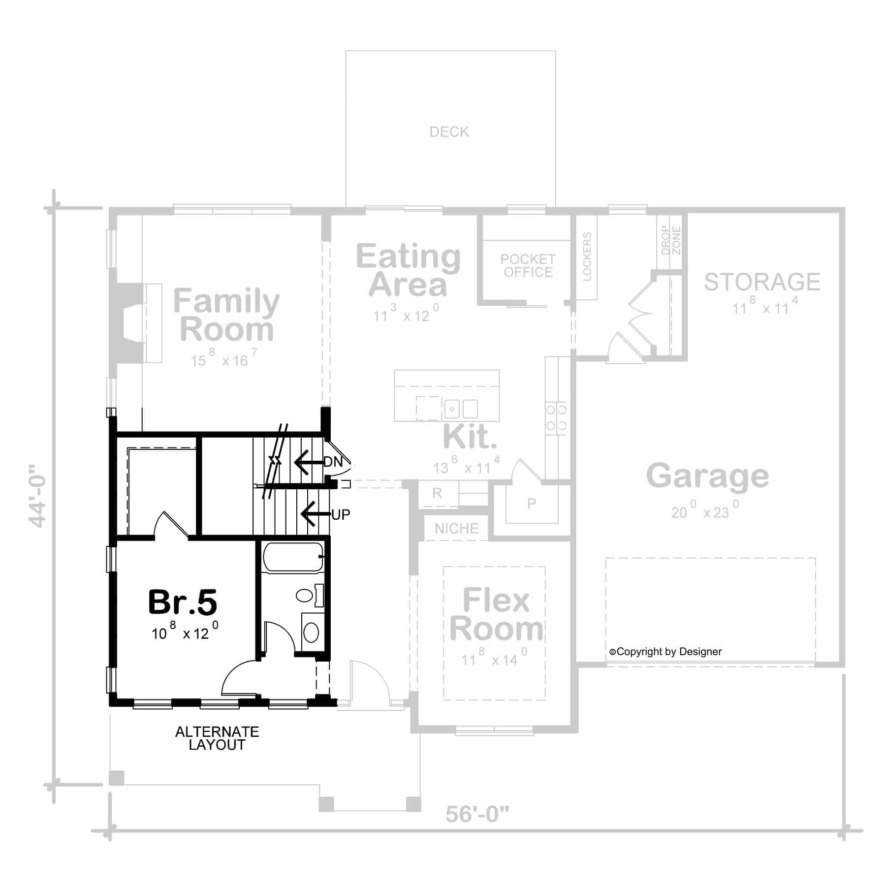 Main Level of Craftsman Plan #120-2766