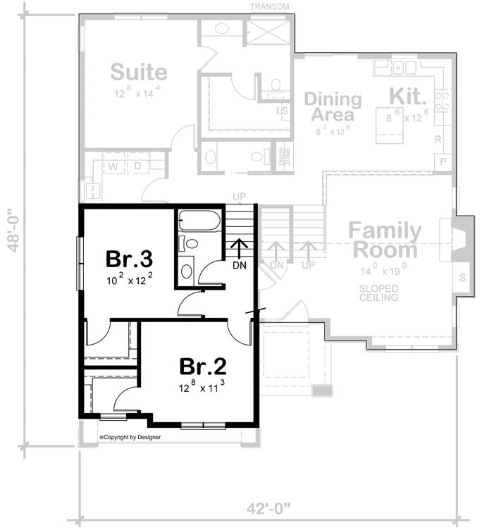 Contemporary Home Plan - 3 Bedrms, 2.5 Baths - 1649 Sq Ft - #120-2775