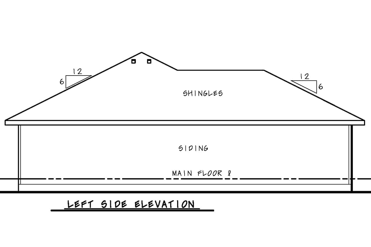 Home Plan Left Elevation of this 3-Bedroom,1176 Sq Ft Plan -120-2776