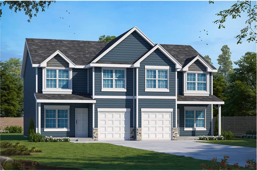 Traditional Duplex Plan #120-2778: 3 Bedrm, 764 Sq Ft Per Unit Home