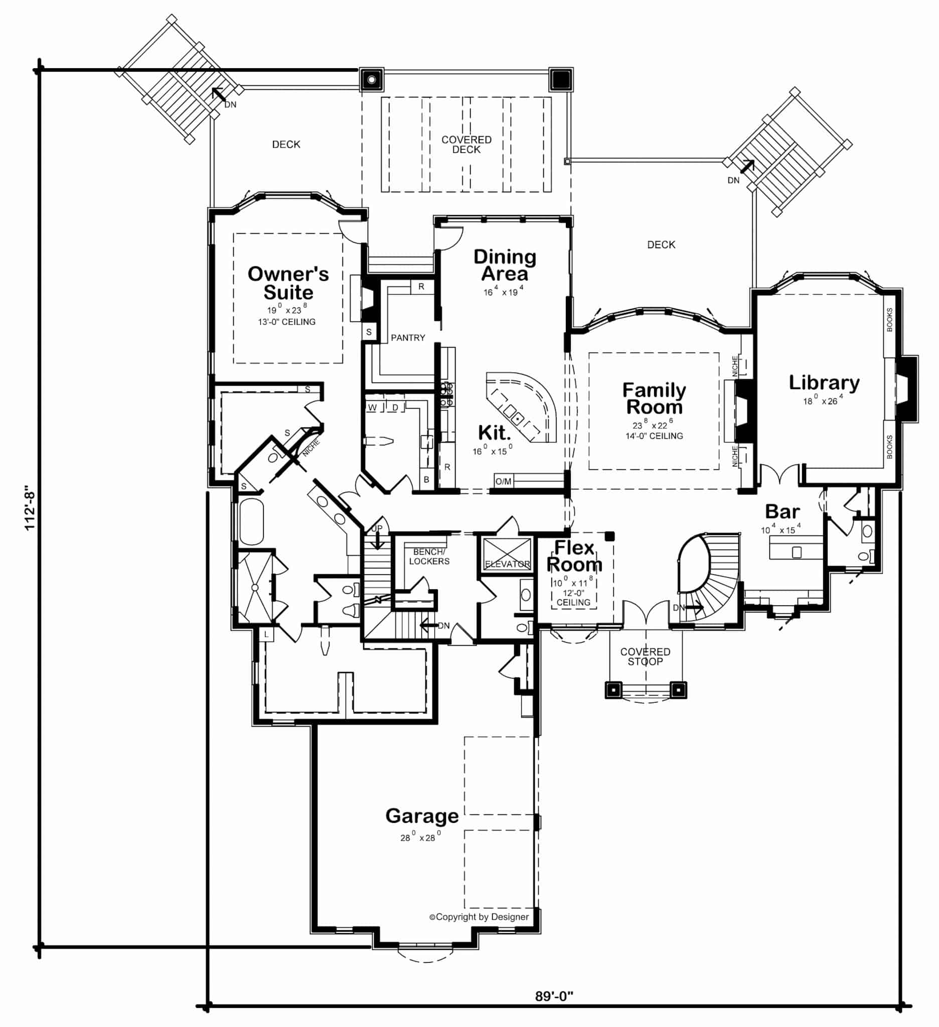 Main Level of Craftsman Plan #120-2781
