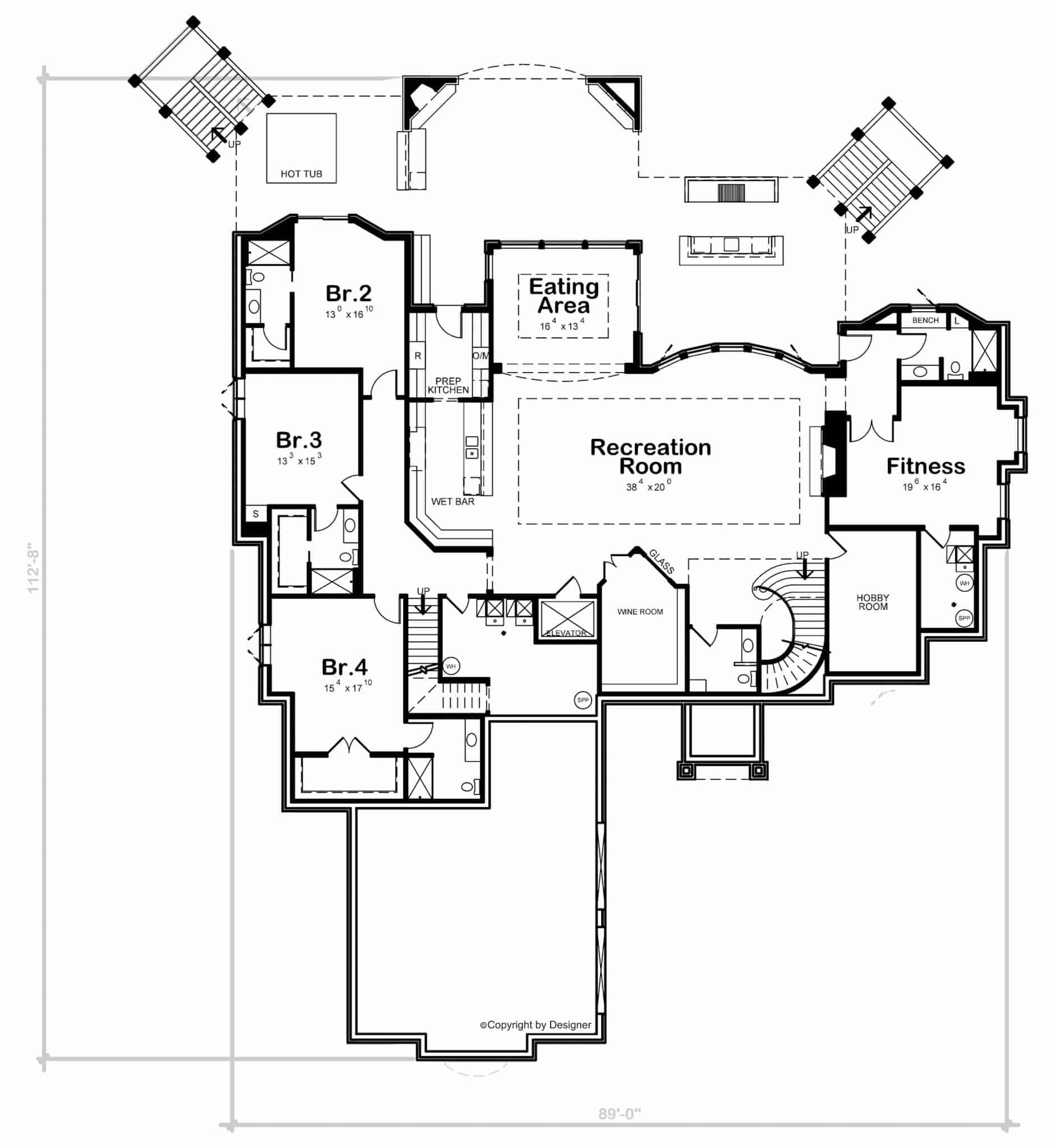 Basement of Craftsman Plan #120-2781
