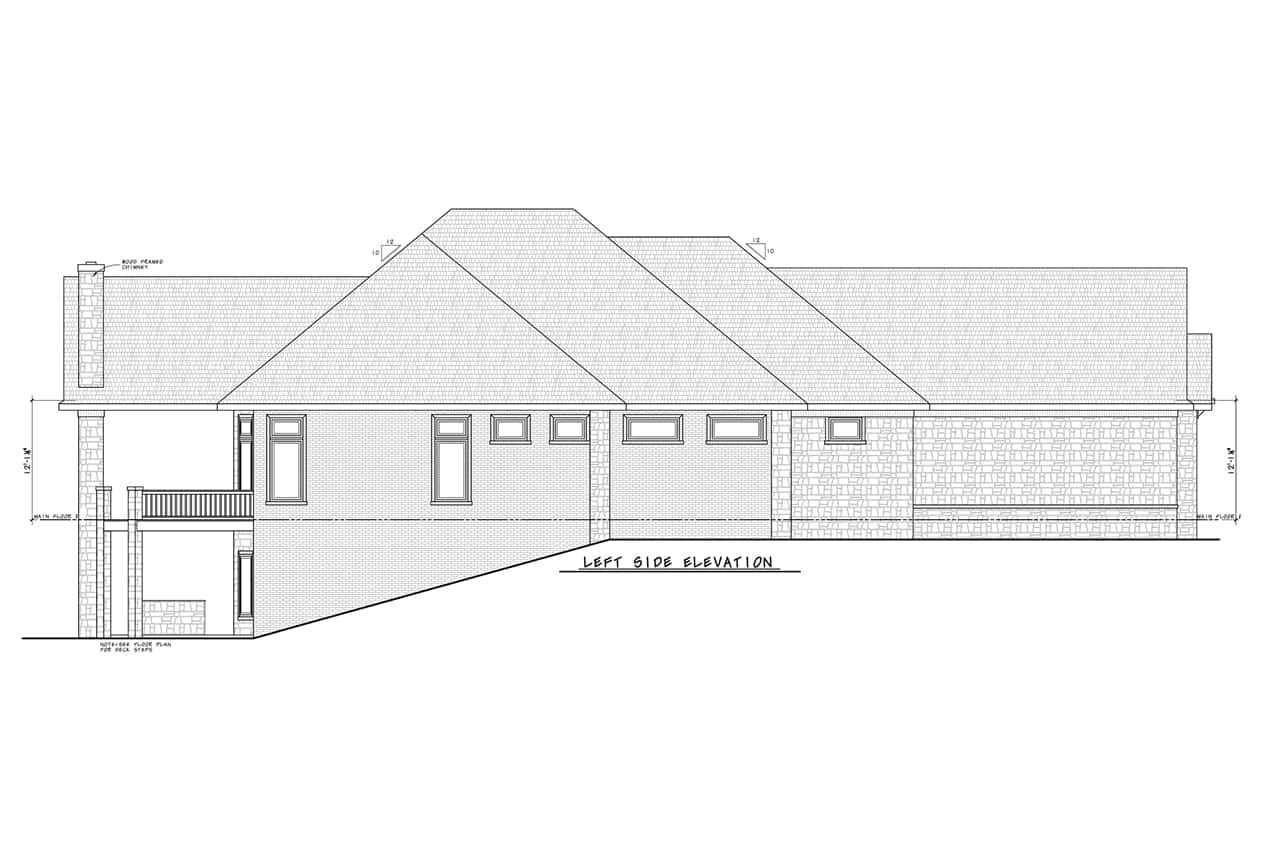 Home Plan Left Elevation of this 4-Bedroom,8106 Sq Ft Plan -120-2781