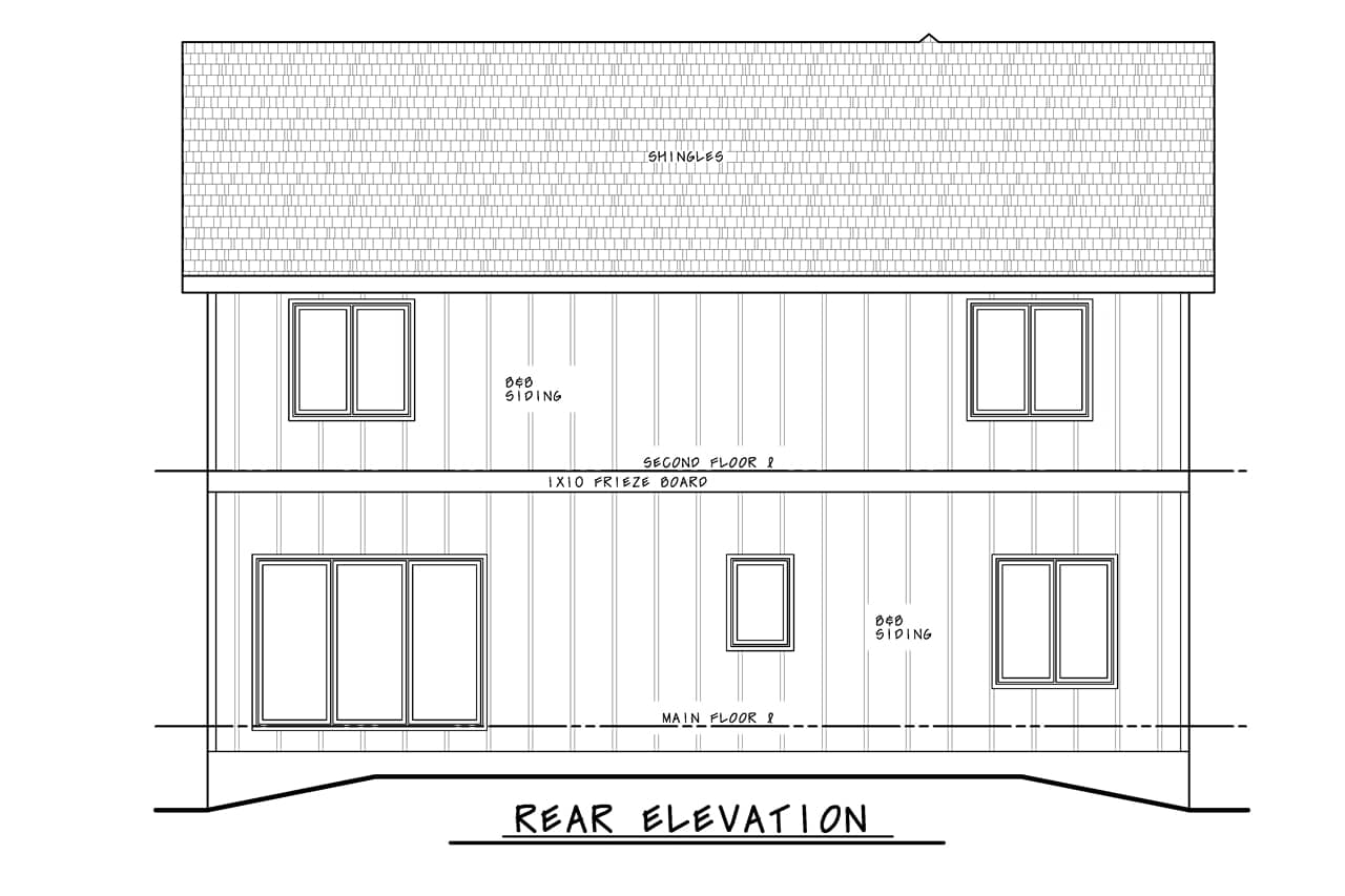 Home Plan Rear Elevation of this 4-Bedroom,2134 Sq Ft Plan -120-2802