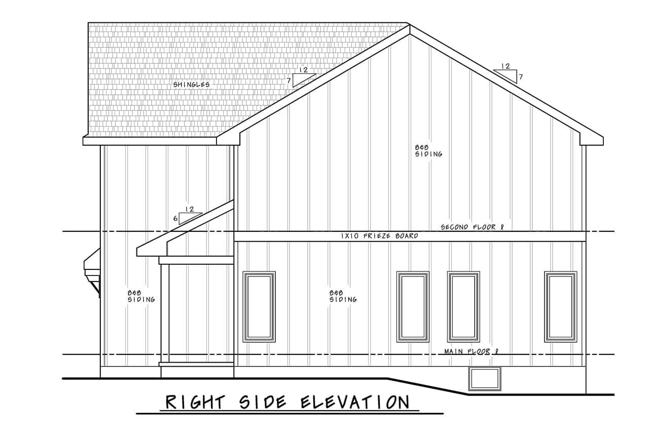 Home Plan Right Elevation of this 4-Bedroom,2134 Sq Ft Plan -120-2802