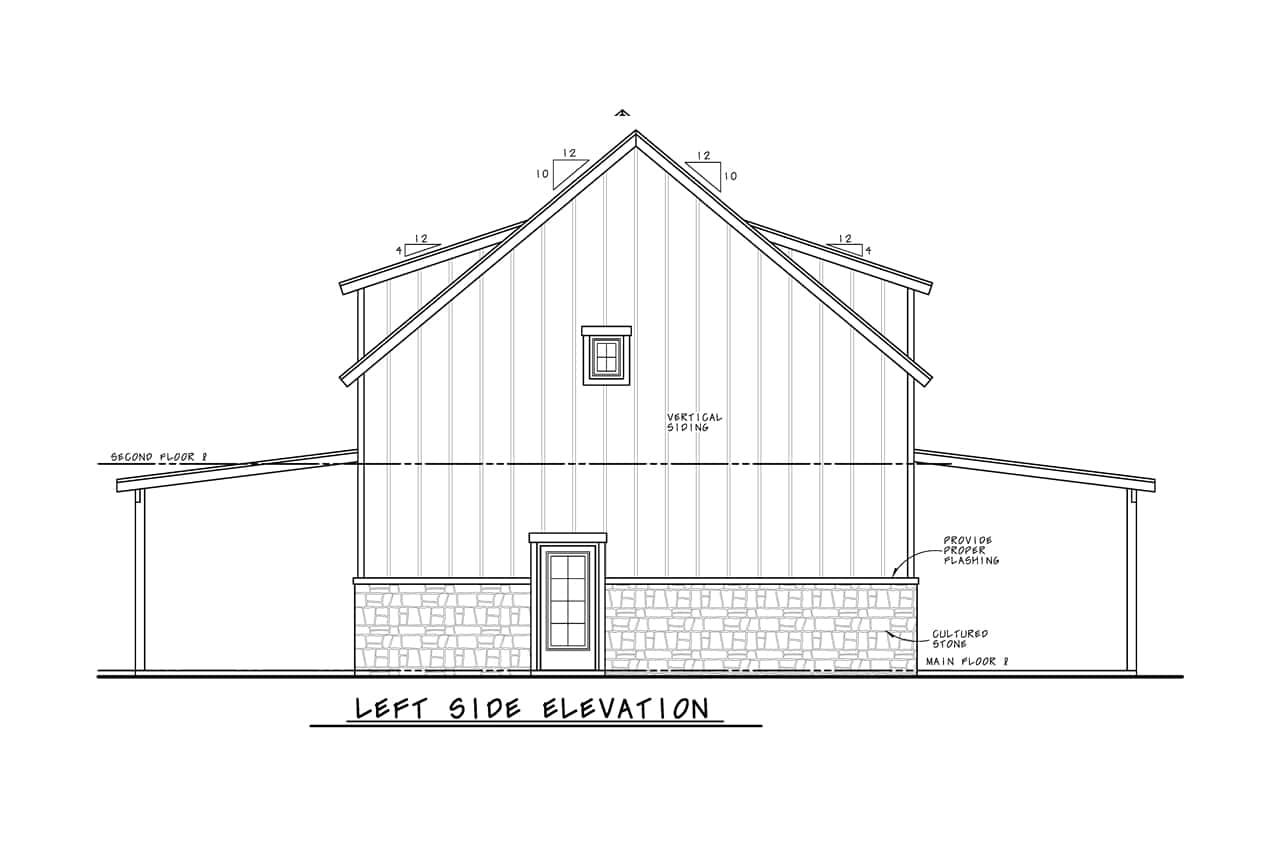 Home Plan Left Elevation of this 2-Bedroom,1450 Sq Ft Plan -120-2805