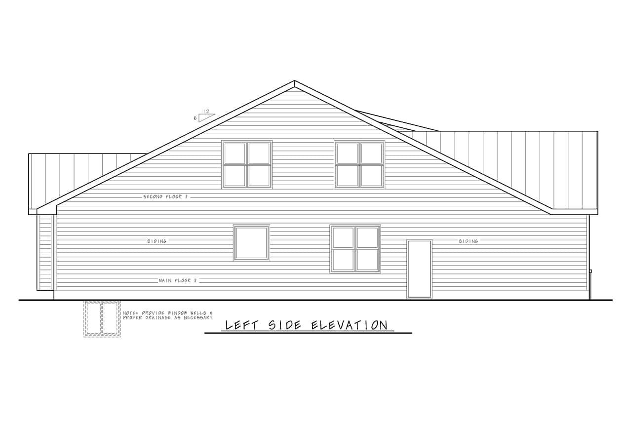 Home Plan Left Elevation of this 6-Bedroom,4090 Sq Ft Plan -120-2808