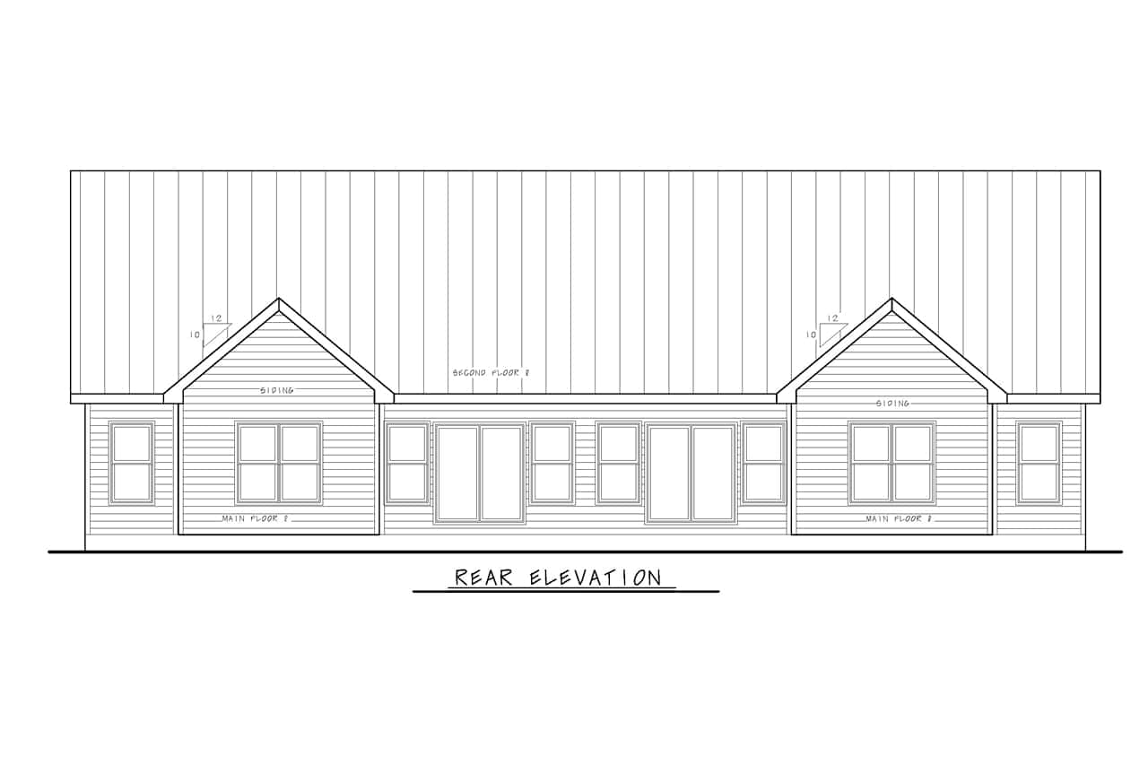 Home Plan Rear Elevation of this 6-Bedroom,4090 Sq Ft Plan -120-2808