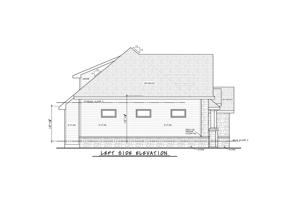 Home Plan Left Elevation of this 2-Bedroom,1548 Sq Ft Plan -120-2823
