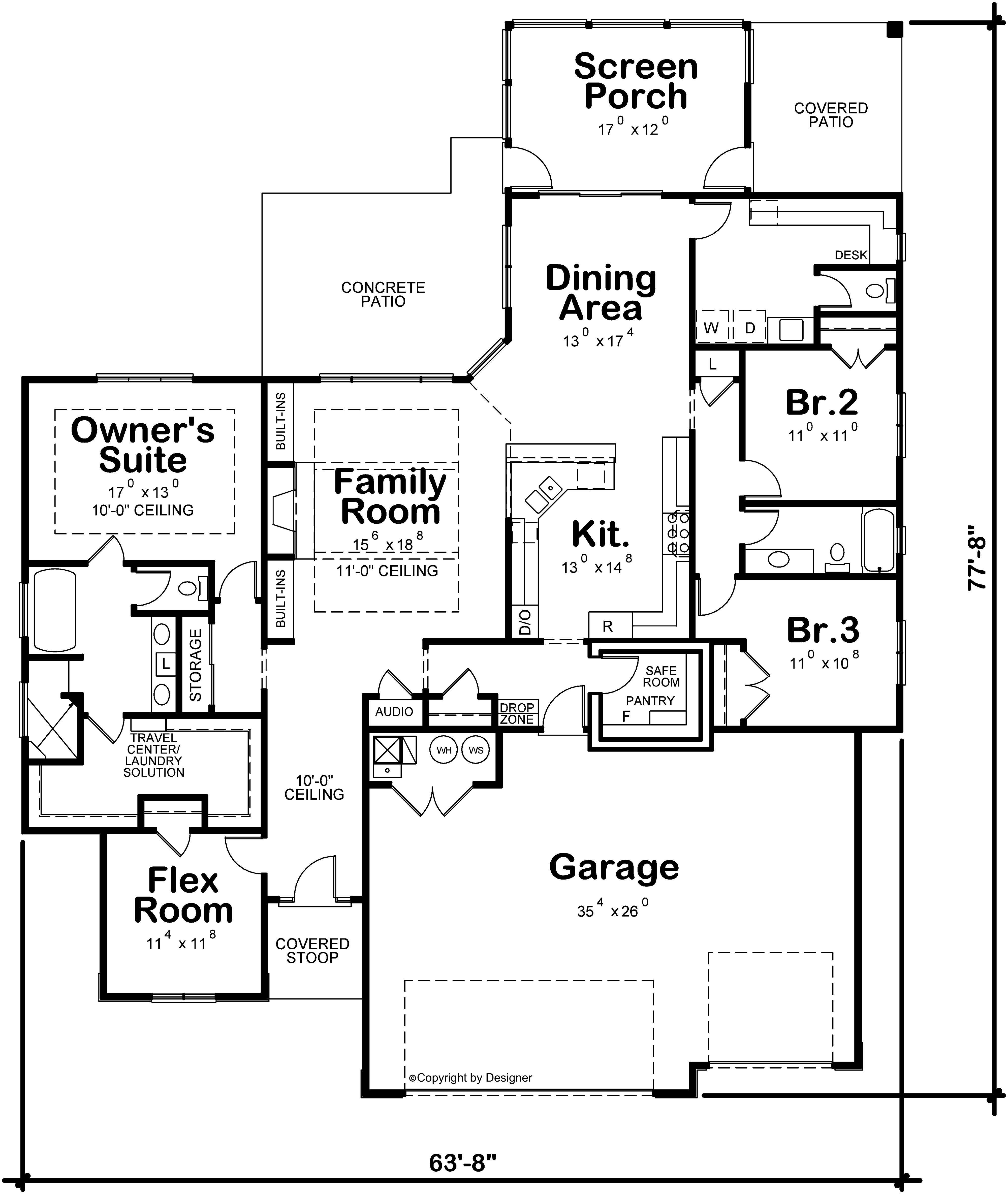 Main Level of Craftsman Plan #120-2826